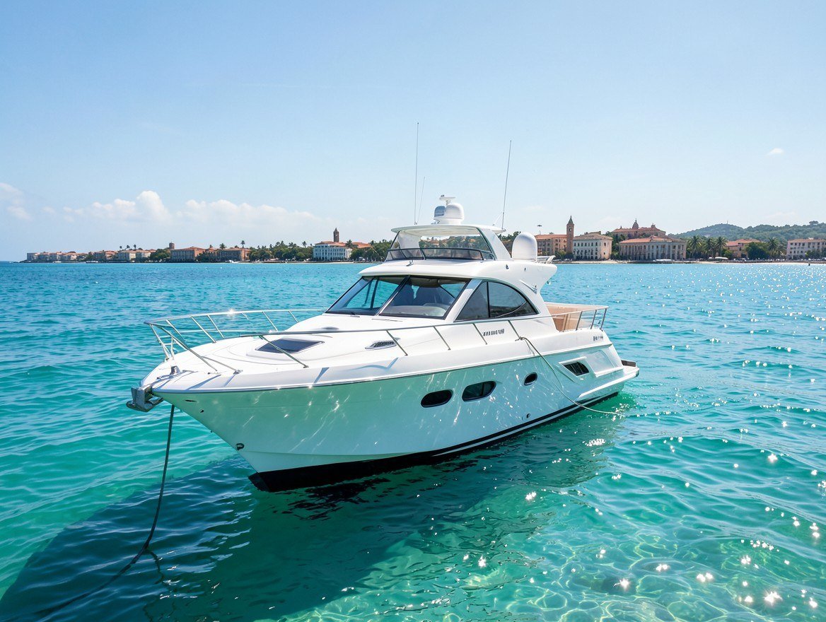 Yate privado navegando en el Caribe